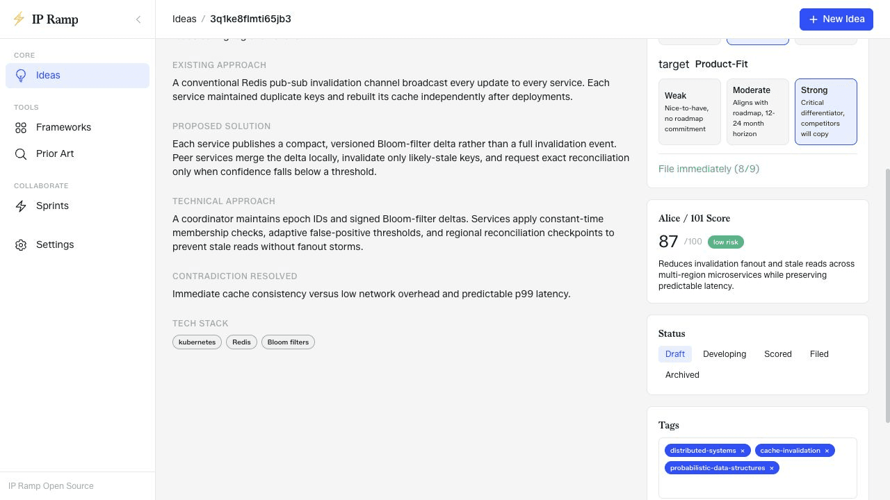 IP Ramp Alice Section 101 eligibility pre-screen with an 87 score